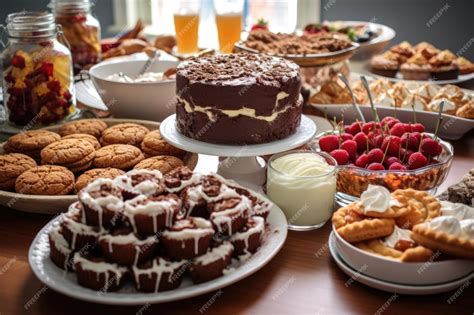 Premium AI Image | A bountiful spread of boxing day desserts on a table