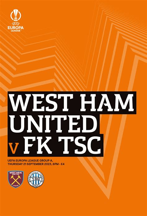 WEST HAM UNITED v FK TSC BAčKA TOPOLA | UEFA EUROPA LEAGUE | 21.09.23 INCLUDING UK POSTAGE £5.59 ...