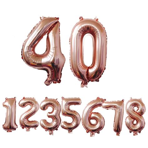 40 inch Rose Gold Foil Balloon Large Helium Number Balloons Wedding Decoration Birthday Party ...