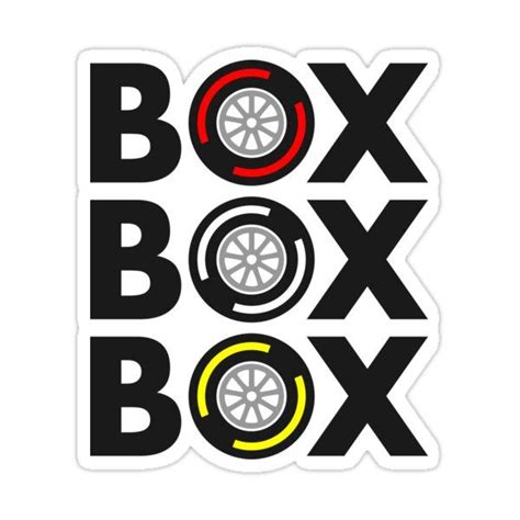 ""Box Box Box" F1 Tyre Compound Design" Sticker for Sale by David Speed | Racing stickers, Print ...