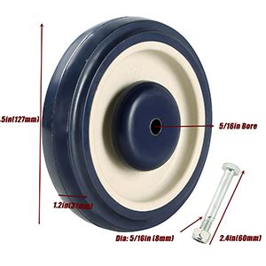 ATPEAM Shopping Cart Wheel Replacement Kit | 5" Diameter Polyurethane Stepped and Full Tread ...