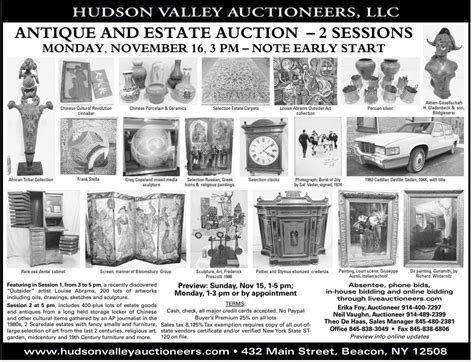 Auction Summary, November 16, 2020 - News from Hudson Valley Auctioneers