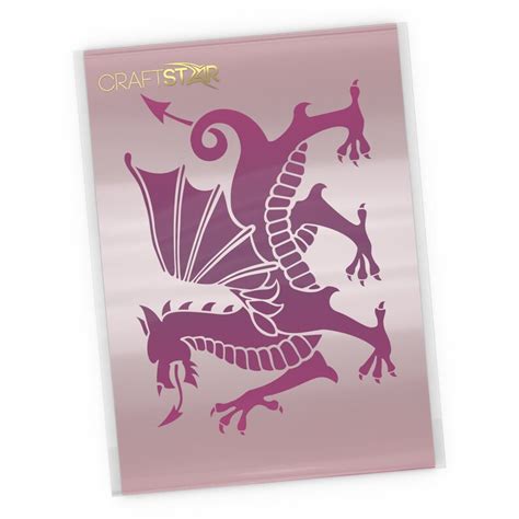 Welsh Dragon Stencil Laser-cut A4 Dragon Heraldry Template - Etsy