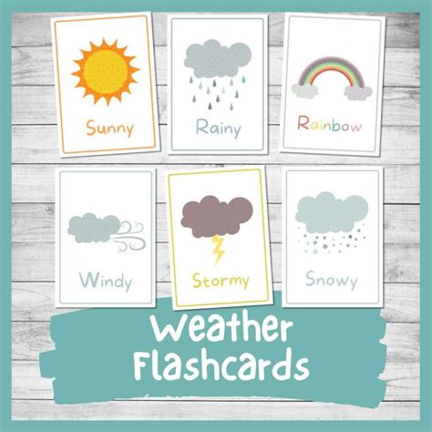 Beautiful Printable Weather Flashcards (For kindergarten and Preschool) - Nurtured Neurons