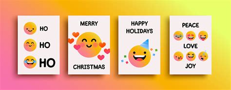 Ilustración de Feliz Navidad Divertido Emoji Juego De Tarjetas De ...