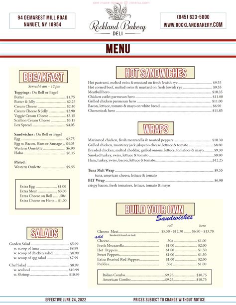 Online Menu of Rockland Bakery Restaurant, Nanuet, New York, 10954 - Zmenu