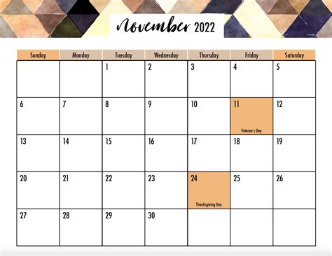 November 2022 Calendar Free Printable - Gogo Mama