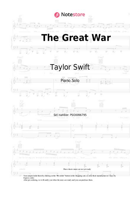 The Great War piano sheet music Taylor Swift in Note-Store.com | Piano ...