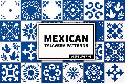 Mexican Talavera Tiles Patterns Set By Krolja | TheHungryJPEG