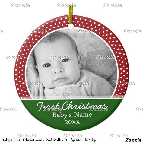 Babys First Christmas - Red Polka Dots Ceramic Ornament Christmas Baby Names, Baby First ...