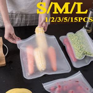 1/2/5pcs Thick Reusable Food Storage bags Freezer Silicone Sandwich Seal Vacuum | eBay