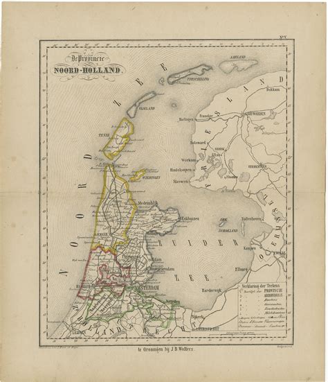 Antique Map of Noord-Holland by Brugsma (1864)