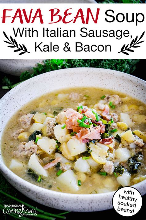 Healthy Fava Bean Soup With Italian Sausage, Kale & Bacon