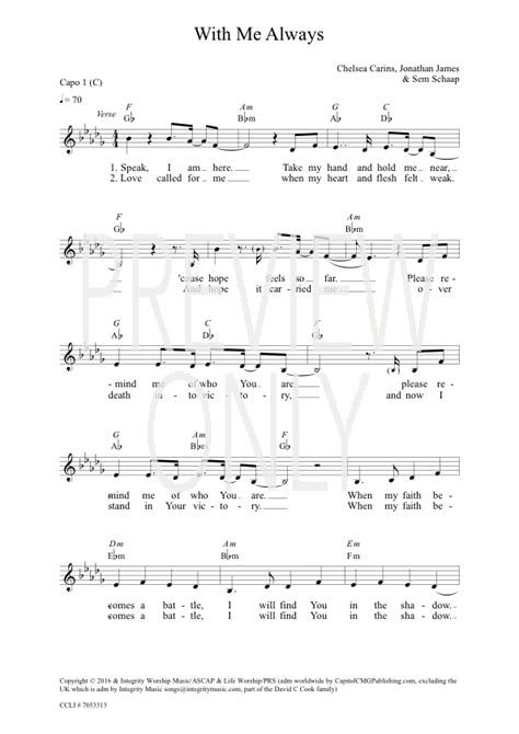 With Me Always Lead Sheet, Lyrics, & Chords | Life Worship ...