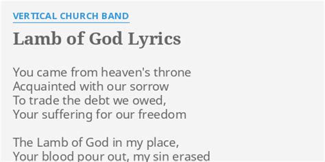 "LAMB OF GOD" LYRICS by VERTICAL CHURCH BAND: You came from heaven's...