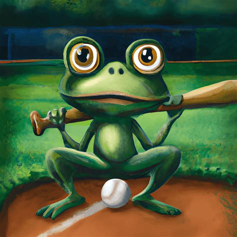 Cute Frog Playing Baseball · Creative Fabrica