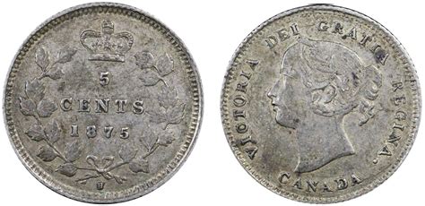 NumisBids: The Canadian Numismatic Company August 2020 RCNA Auction, Lot 603 : 1875H 5¢ Small Dt ...