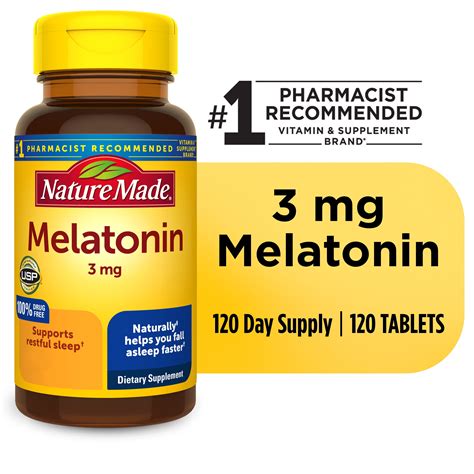 Nature Made Melatonin 3 mg Tablets, 100% Drug Free Sleep Aid for Adults, 120 Count - Walmart.com