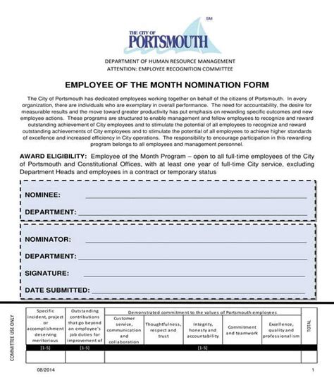 FREE 14+ Employee of the Month Nomination Forms in Samples, PDF, MS ...