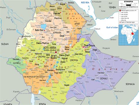 Large detailed administrative map of Ethiopia with all cities, roads and airports | Vidiani.com ...