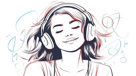 Premium AI Image | continuous single drawing line art listening to ...