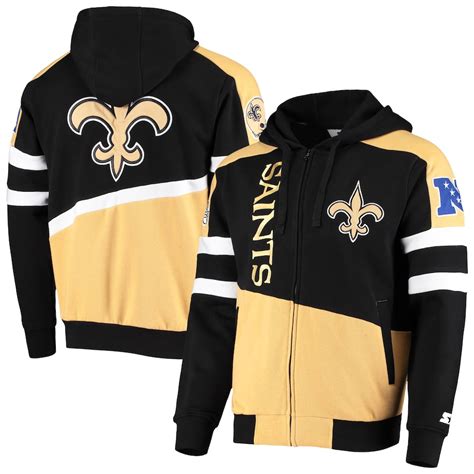 Men's Starter Black/Gold New Orleans Saints Extreme Full-Zip Hoodie