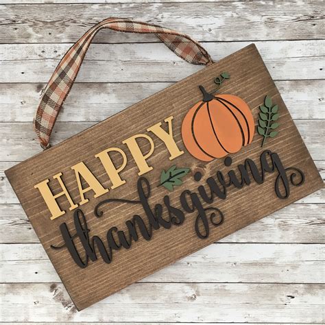 Happy Thanksgiving 9 X16 Laser Cut Sign with Ribbon | Etsy