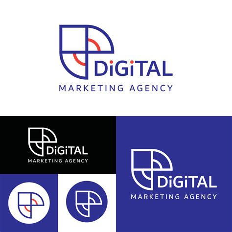 Digital Marketing Agency Vector Logo.Black and White.Modern Blue Color.Minimal Logo Design ...