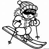 Little Girl Skiing Coloring Page » Turkau sketch template