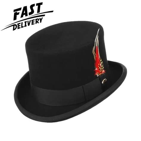 WOOL FELT COACHMAN Top Hat Steampunk Tophat Topper Tuxedo Victorian Deadmans $52.99 - PicClick