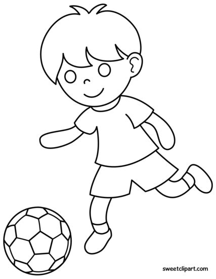 Boy Playing Soccer Coloring Page - Free Clip Art