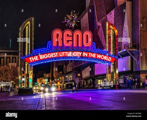 A night time view of RENO the biggest little city in the world iconic ...