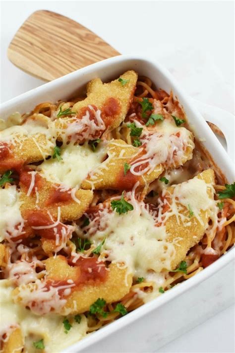 Baked Chicken Nugget Parmesan Pasta | Recipe | Chicken nugget recipes ...