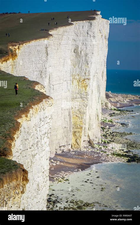 Famous Seven Sisters White Cliffs at the coast of Sussex England Stock ...