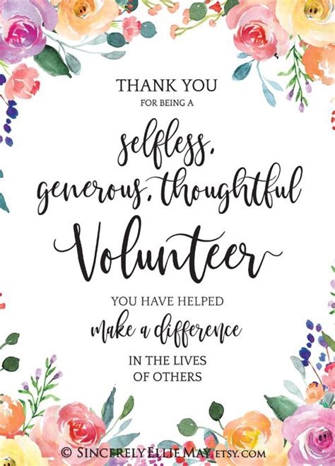 Volunteer Gifts Thank You Volunteer Appreciation Printable, YOU PRINT ...