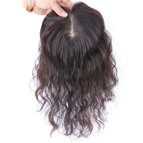 Curly Human Hair Toppers for Women, 8x13cm Silk Base Top Hairpieces ...