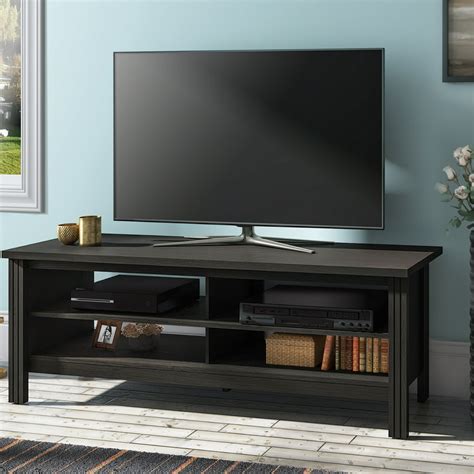 Wampat Farmhouse Wood TV Stand for 65 inch Flat Screen,Black Entertainment Center for Living ...