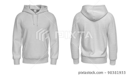 Blank white men's hoodie mockup, 3d rendering. - Stock Illustration ...