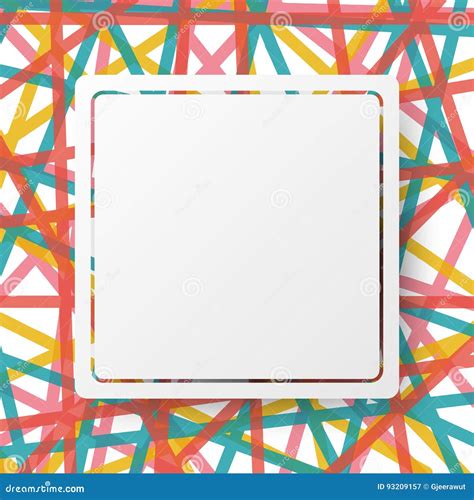 White Square Board and Border on Colorful Line Abstract Design Background Concept Stock ...