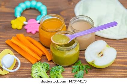 Baby Food Mashed Vegetables Fruits Jars Stock Photo 1473444170 ...