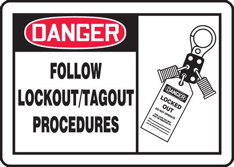 OSHA DANGER Sign: Follow Lockout/Tagout Procedures Graphic, 10 x 14", Each