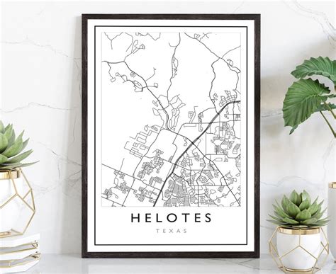 Helotes Texas City Map, Helotes Texas City Road Map Poster, City Street ...