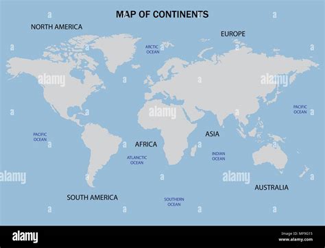 World Map Continents And Oceans And Seas