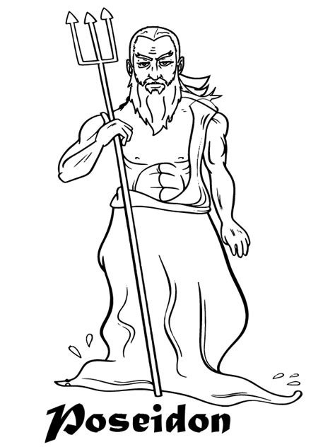 Poseidon with Serious Face Coloring Page - Free Printable Coloring Pages for Kids