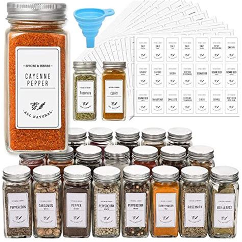 Buy AOZITA 24 Pcs Glass Spice Jars with White Printed Spice Labels ...