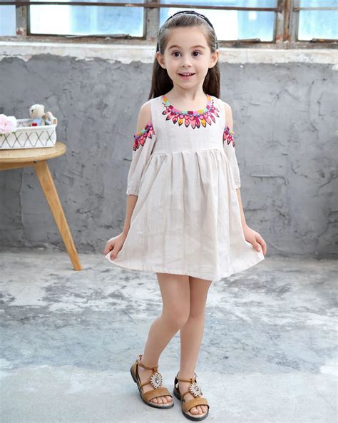 2019 Casual Children Clothing Loose Straight Printed Neck Cute Half Sleeve 2 To 10 Year Olds ...