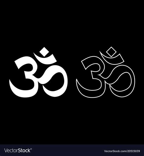 Induism symbol om sign icon set white color flat Vector Image