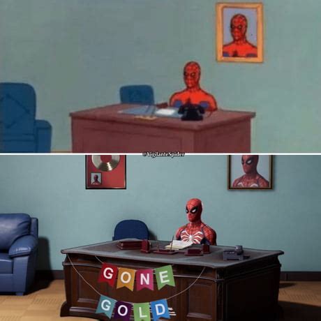 Spider Man Meme Sitting At Desk