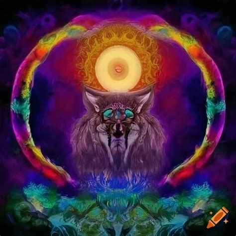 Visionary art with shamanic symbolism and spiritual elements on Craiyon