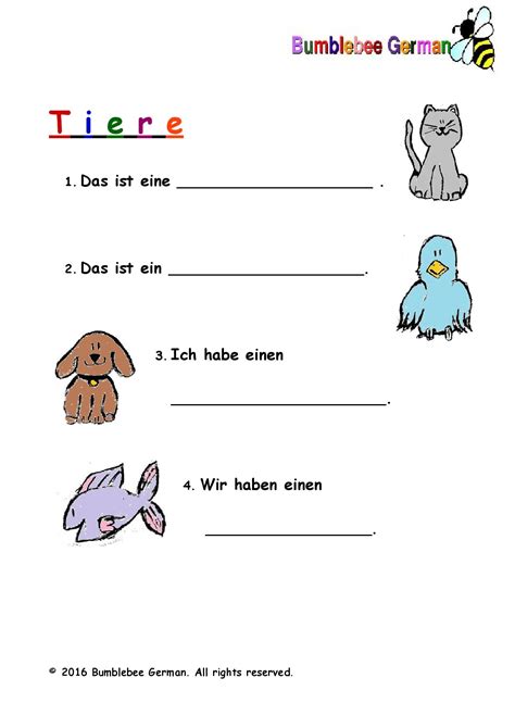 German worksheets for Kids - Printouts - BeeGerman